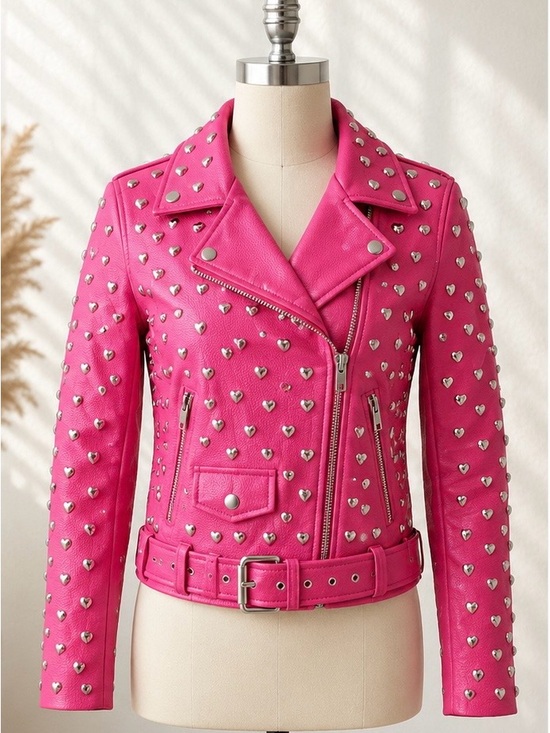 AKIRA Jackets & Blazers - Love Is In The Air Heart Studded Moto Jacket